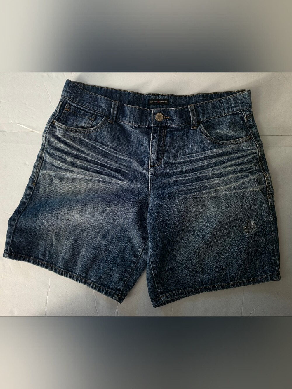 New York & Company Women's Faded Blue Denim Shorts